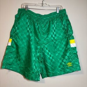Umbro Men’s Emerald Green Athletic Shorts with Yellow & White Accents